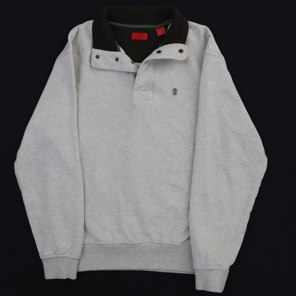 Izod Men's Size S Cream Button-Up Sweater
